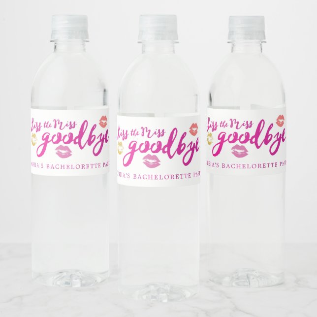 Kiss The Miss Bachelorette Water Bottle Labels (Bottles)