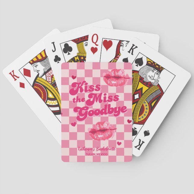 Kiss the miss goodbye bachelorette girls trip  playing cards (Back)