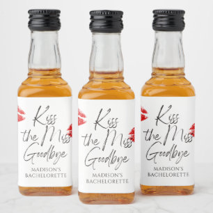 Kiss The Miss Goodbye Bachelorette Liquor Bottle Label