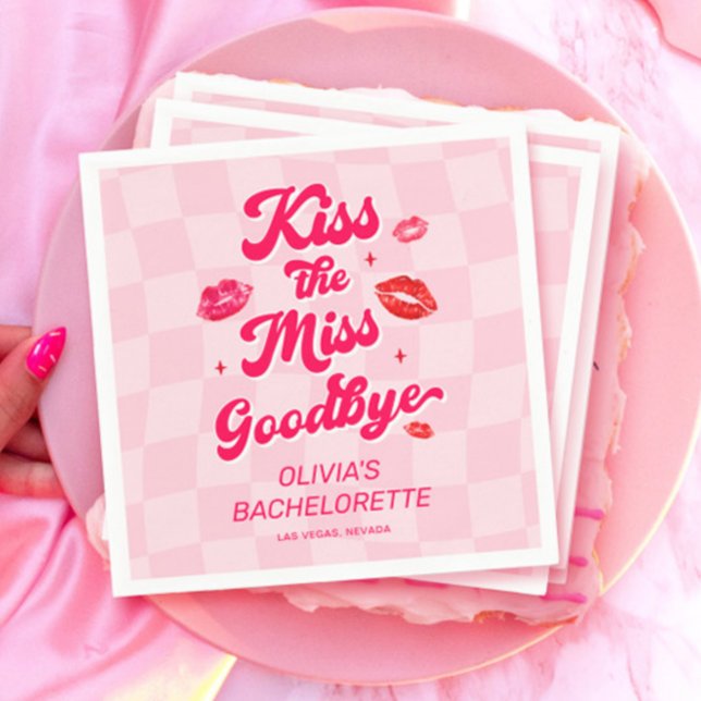 Kiss the Miss Goodbye Bachelorette Napkin (Creator Uploaded)