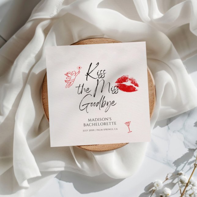 Kiss The Miss Goodbye Bachelorette Napkin (Creator Uploaded)