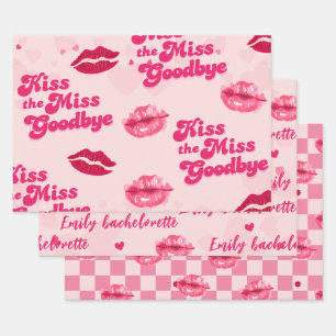 Kiss the miss Goodbye Bachelorette party gifts Wrapping Paper Sheet