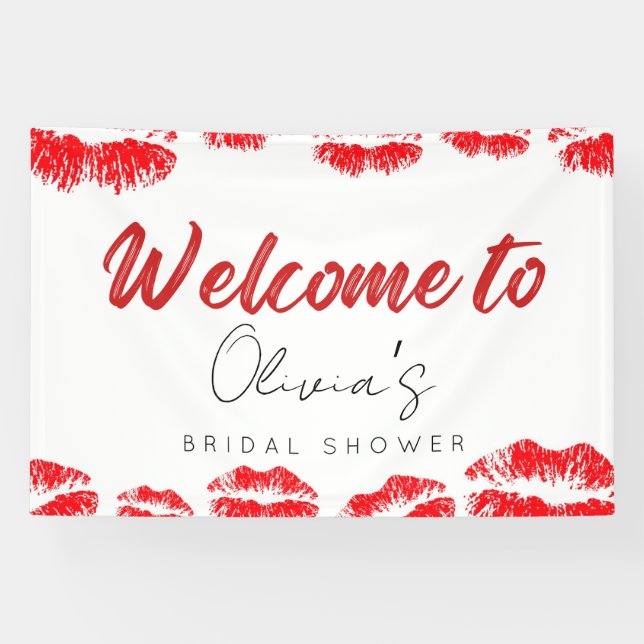 Kiss the miss goodbye bridal shower welcome sign (Horizontal)