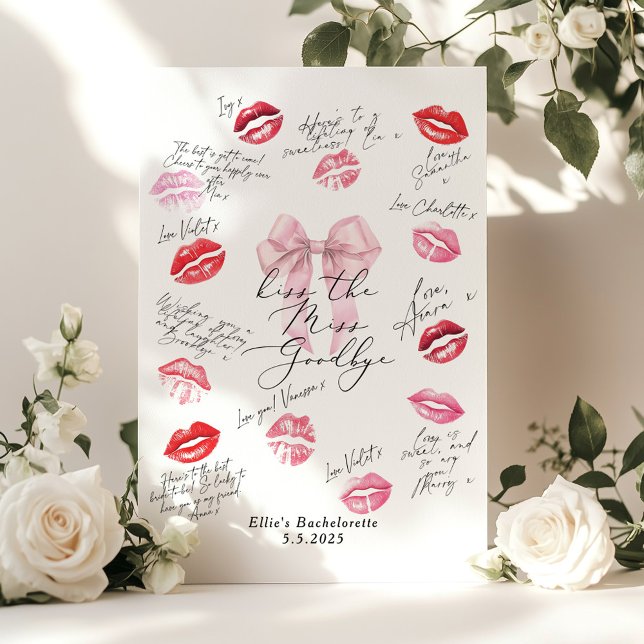 Kiss the Miss Goodbye Pink Bow Bachelorette Poster (Creator Uploaded)