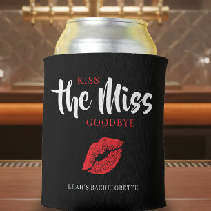 Kiss the Miss Goodbye Red Lip Bachelorette Party Can Cooler