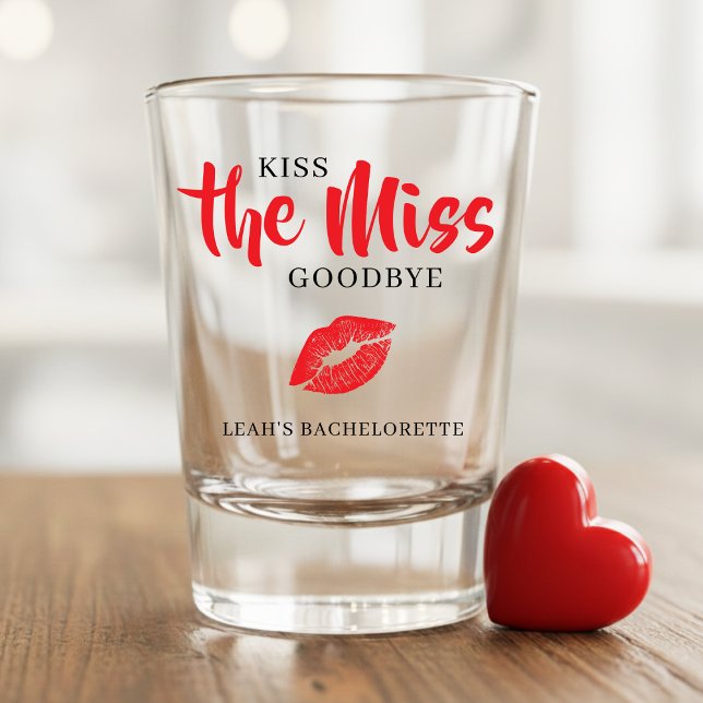 Kiss the Miss Goodbye Red Lip Bachelorette Party  Shot Glass (Creator Uploaded)