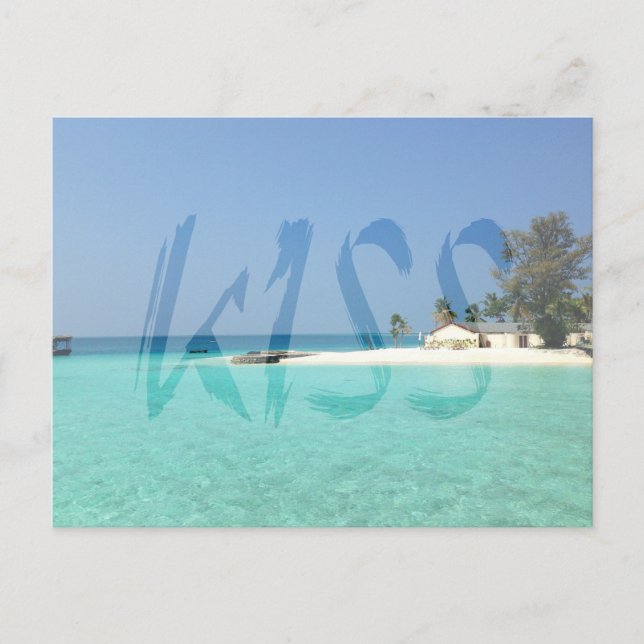 Kiss Transparent White Graffiti Postcard (Front)