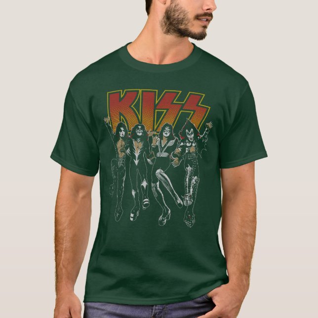 KISS Unise Adult Black Cartoon retro T-Shirt (Front)