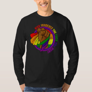 Kiss Whoever You Want Lgbtq Lesbian Trans Gay Prid T-Shirt