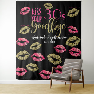 kiss your 30's goodbye photo prop virtual party tapestry