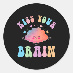 Kiss Your Brain Retro Autism Awareness Special Edu Classic Round Sticker