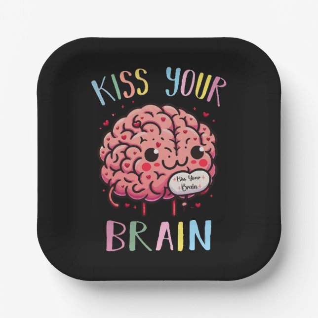 Kiss Your Brain Teacher Paper Plate (Front)