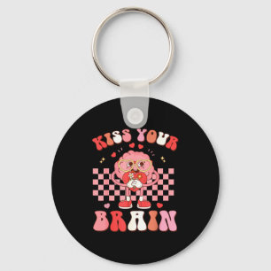 Kiss Your Brain Valentines Test Day Teacher Squad  Key Ring