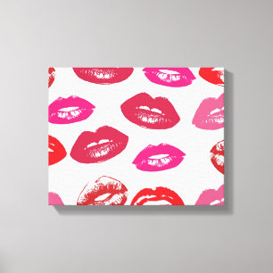 Kissable Lips (Kissing Lips, Red & Pink Lipstick) Canvas Print