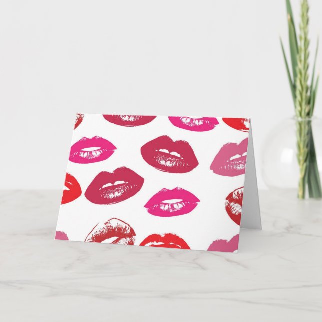 Kissable Lips (Kissing Lips, Red & Pink Lipstick) Card (Front)