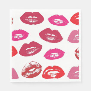 Kissable Lips (Kissing Lips, Red & Pink Lipstick) Napkin