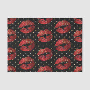 Kissable Red Glitter Lips Tissue Paper