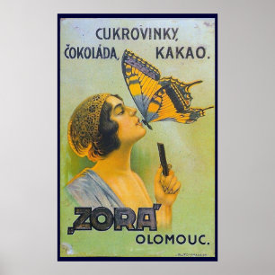 Kissed By A Butterfly Vintage Chocolate Ad Poster
