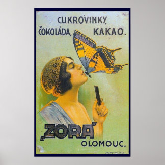 Kissed By A Butterfly Vintage Chocolate Ad Poster