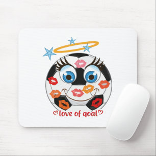 Kissed Soccer Ball Mascot Mouse Pad