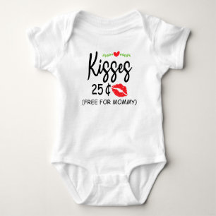 Kisses 25 Cents Free For Mummy Valentines Day Baby Bodysuit