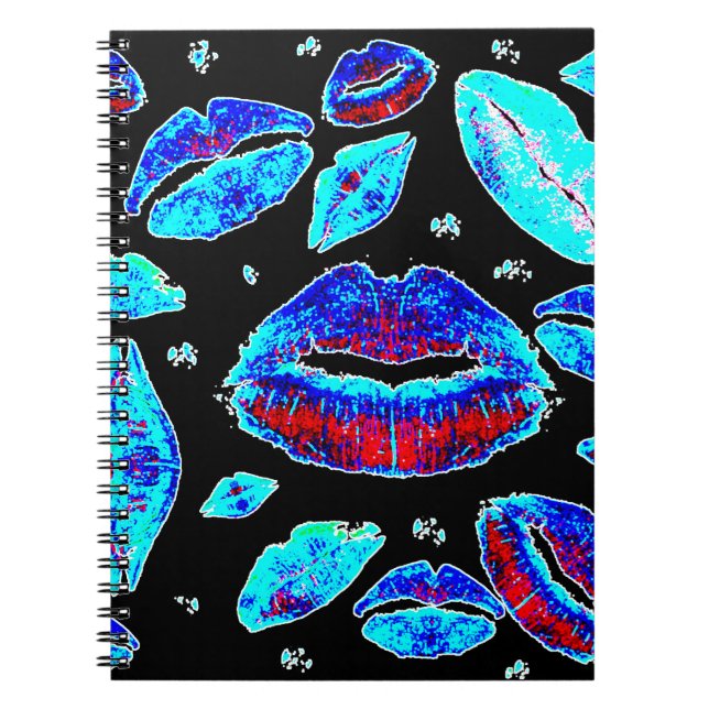 Kisses All Over (Blue) Spiral Notebook (Front)