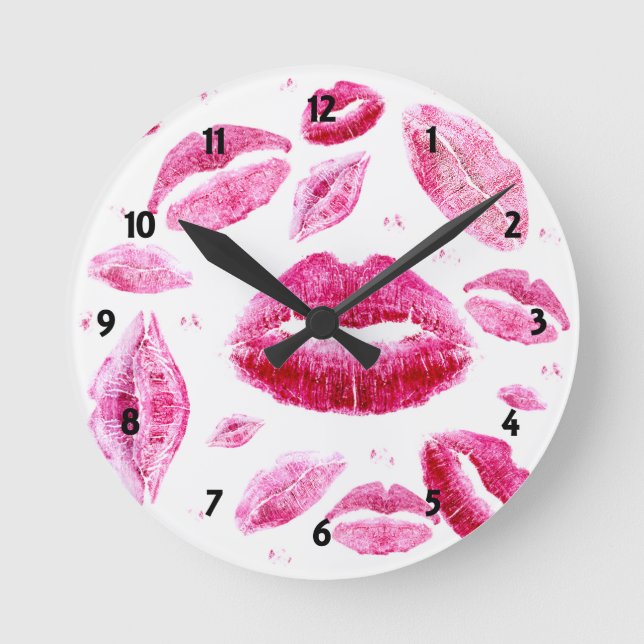 Kisses All Over (White) Round Clock (Front)
