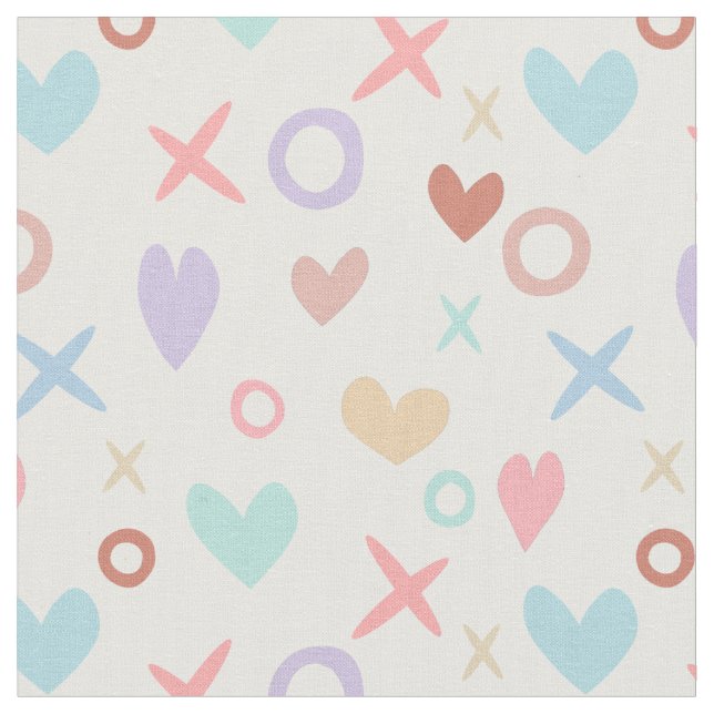 Kisses and hugs cute love heart pattern fabric (Close Up)