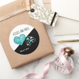 Kisses And Hugs Watercolor Hearts Hand-painted Classic Round Sticker