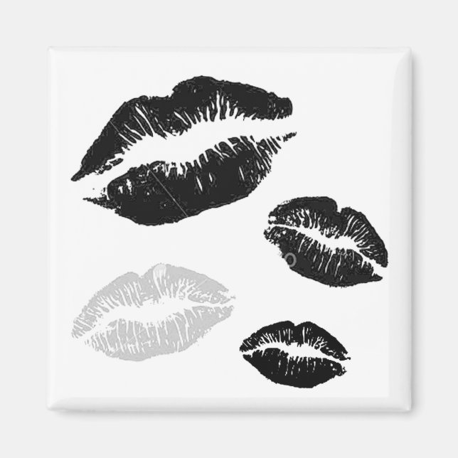 kisses-blackwhitegrey magnet (Front)