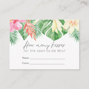 Kisses Game Tropical Hawaiian Bridal Shower Game Enclosure Card