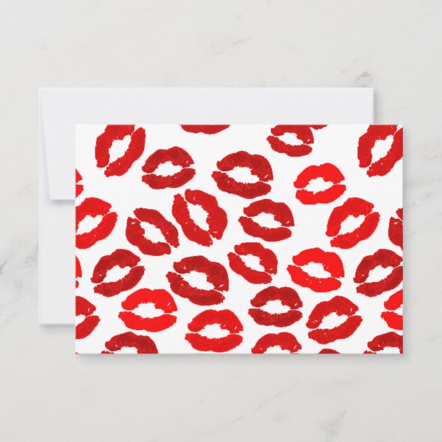 kisses lips lipstick print valentines day pattern invitation (Front)