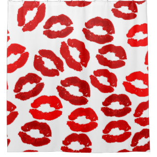 kisses lips lipstick print valentines day pattern shower curtain