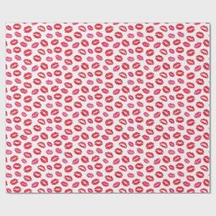 Kisses Lips Sassy Pink and Red Wrapping Paper