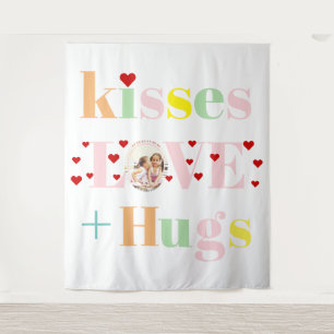 Kisses, love, hugs typography photo Valentines Day Tapestry