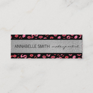 Kisses / Makeup Artist / Silver Glitter Mini Business Card
