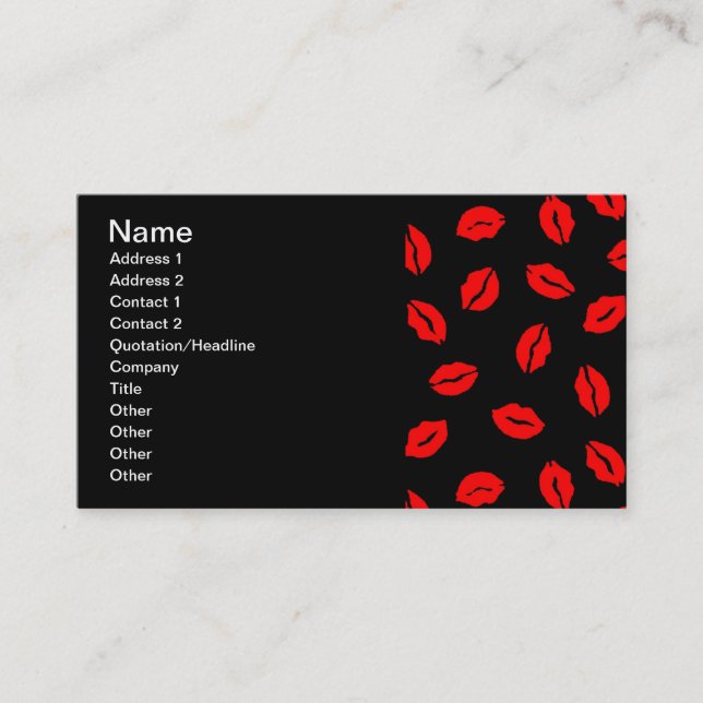 kisses pattern BLACK RED Business Card (Front)