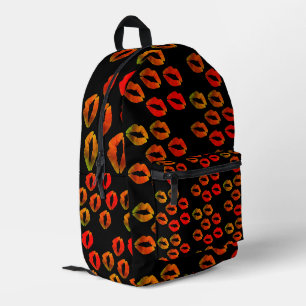 Kisses, Red lips Printed Backpack
