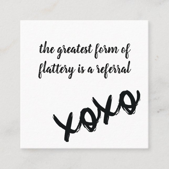 Kisses XOXO Black White and Pink Referral Card (Front)