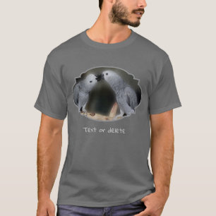 Kissing African Grey Parrots Cute Personalized T-Shirt