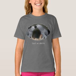 Kissing African Grey Parrots Cute Personalized T-Shirt