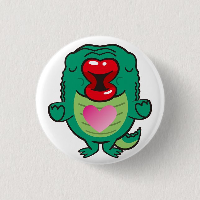 kissing alligator 3 cm round badge (Front)
