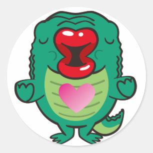 kissing alligator classic round sticker