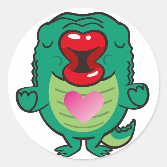 kissing alligator classic round sticker (Front)