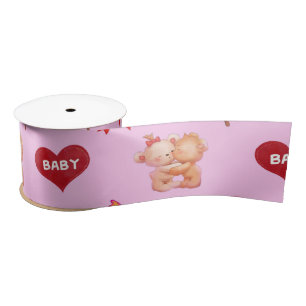 Kissing Bears Baby Hearts Satin Ribbon
