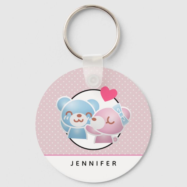 Kissing Bears Cute and Kawaii Key Ring (Front)