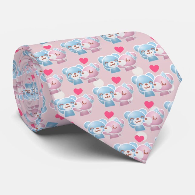 Kissing Bears Cute and Kawaii Tie (Rolled)