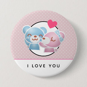 Kissing Bears I Love You Cute and Kawaii 7.5 Cm Round Badge