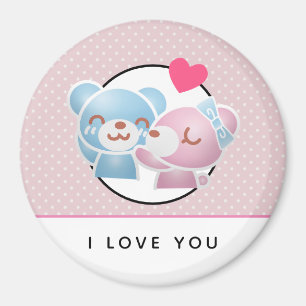 Kissing Bears I Love You Cute and Kawaii Magnet