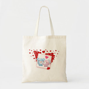 Kissing bears with Love Hearts All Around Tote Bag